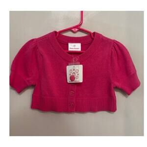 Hanna Andersson Cardigan Sweater Size 2 Knit Cropped Short Sleeve Pink NWT